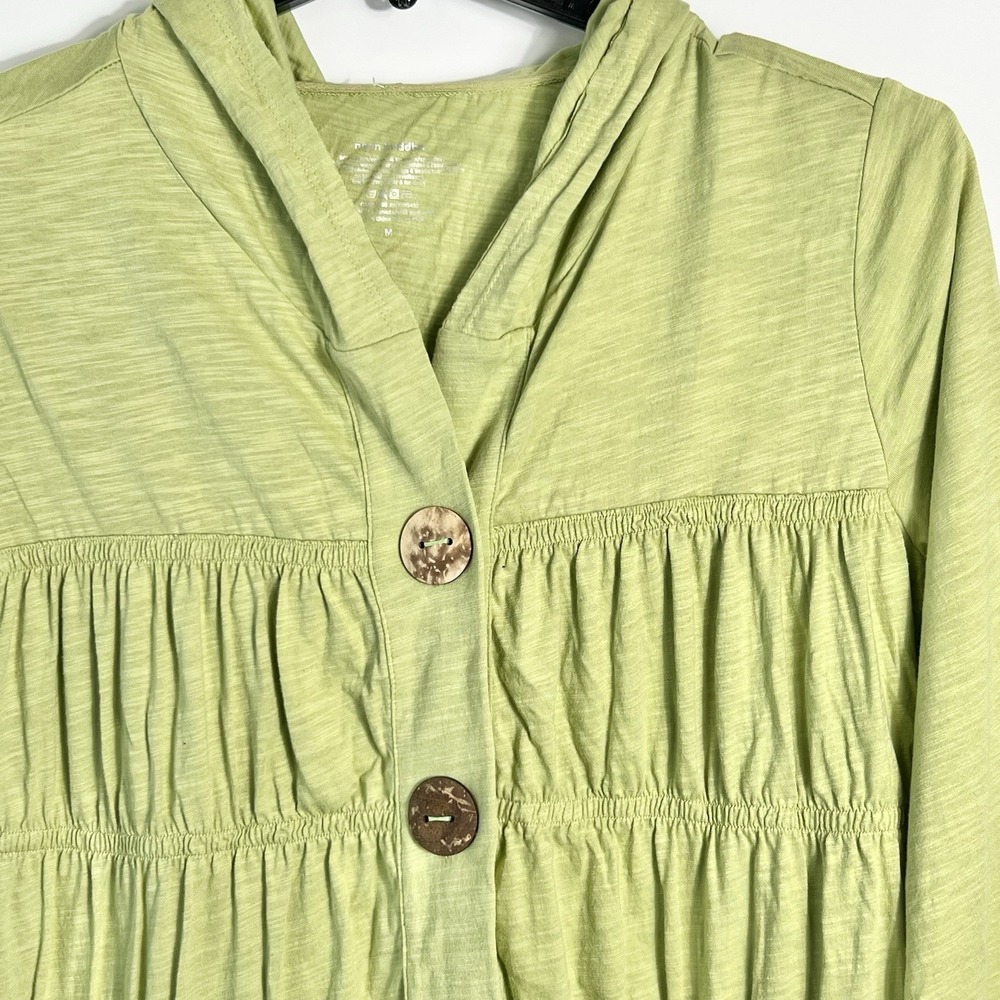 neon buddha Light Green Hooded Button-Front Pullover